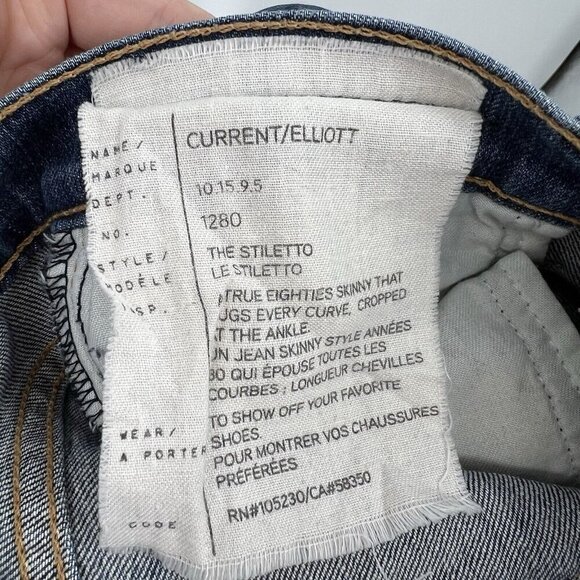Current Elliot Stiletto Skinny Jeans Jodie Shredded Cotton Stretch Size 24 - Picture 7 of 10